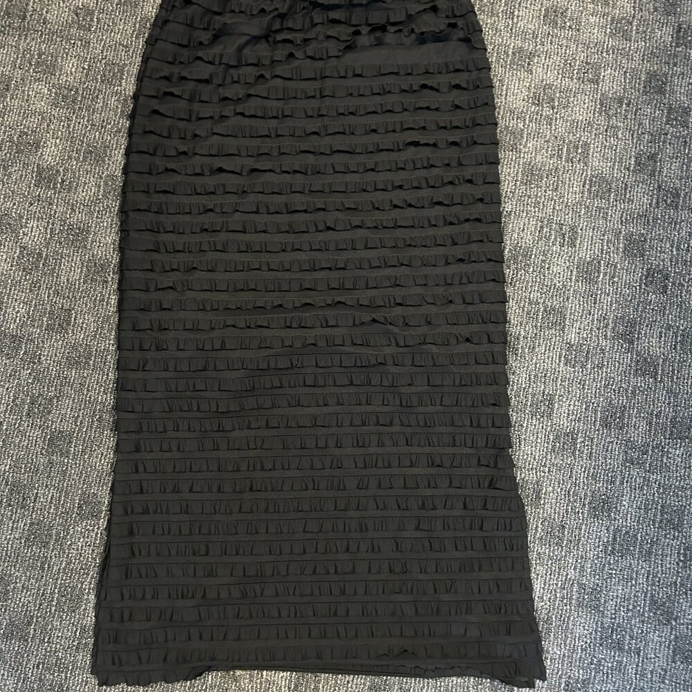 Long Ruffle Mesh Maxi Skirt Black XL Goth Gothic